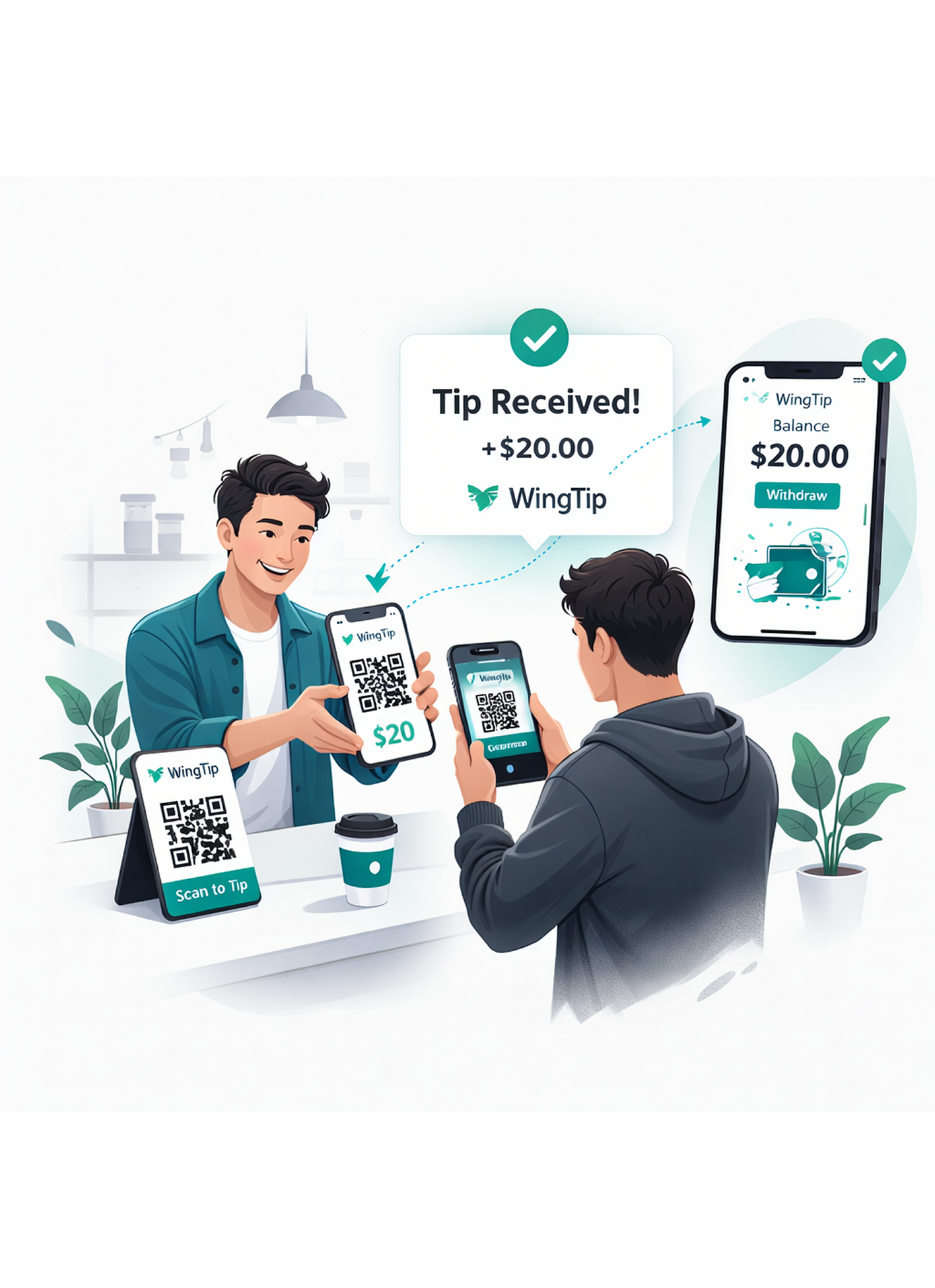StraightUp tipping experience illustration